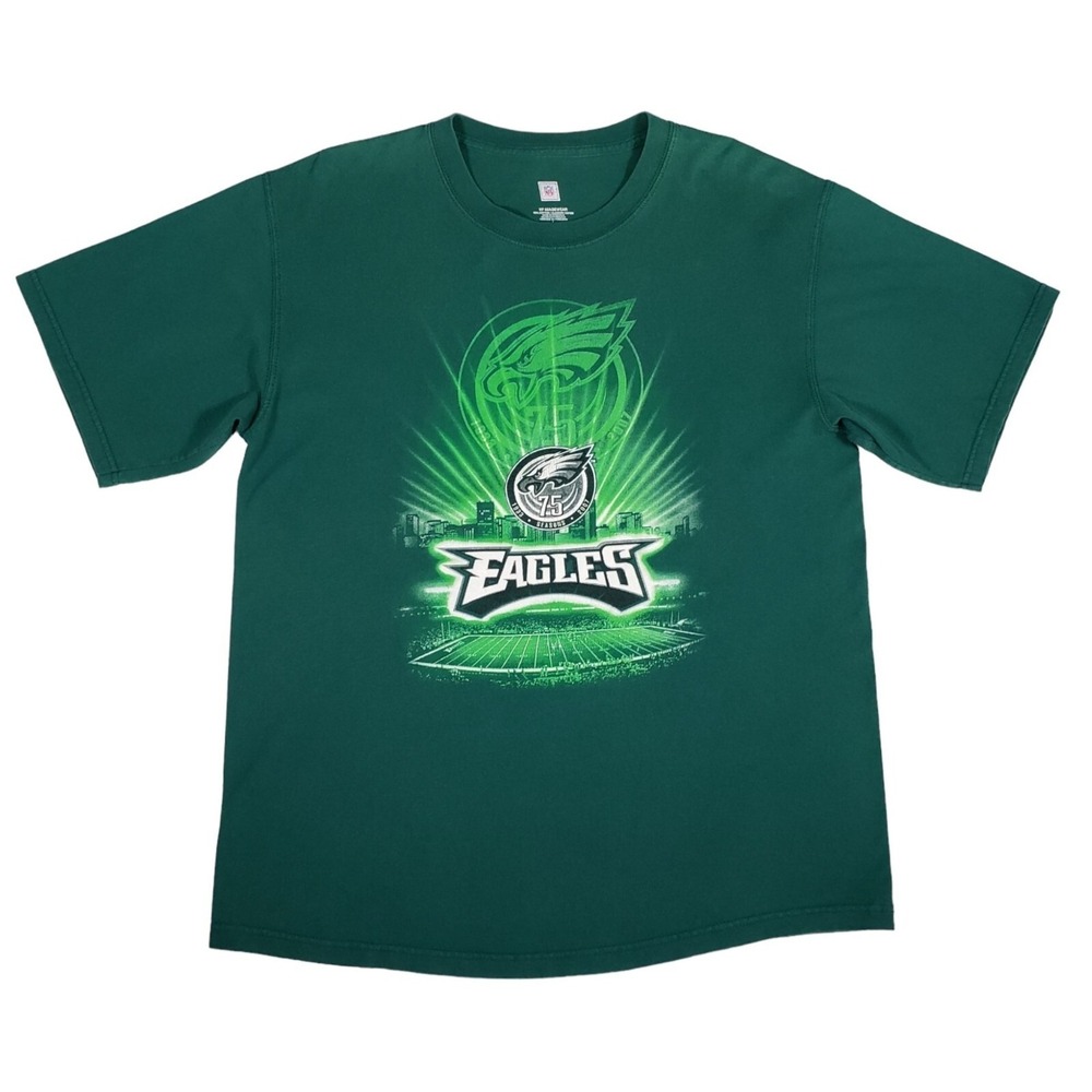 Philadelphia Eagles 75 Seasons‎ Y2K Graphic T-Shirt NFL Football 2007 Mens L